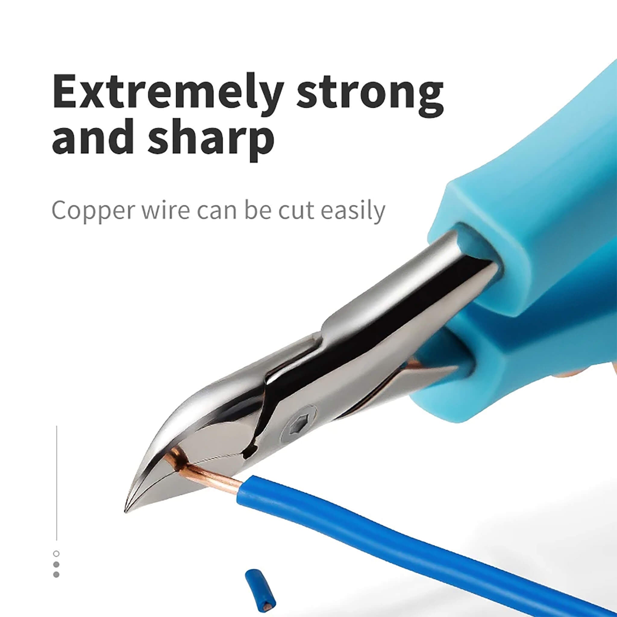 MR.GREEN nipper cutting copper wire; extremely strong sharp jaws for thick toenails and tough ingrown edges