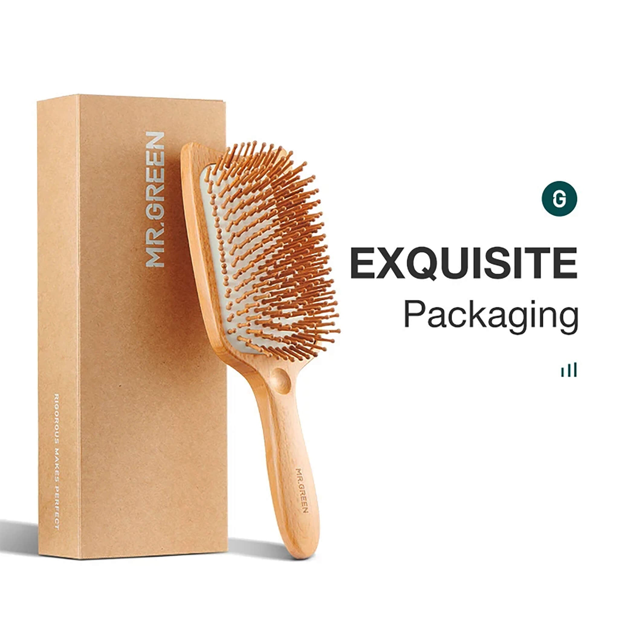 MR.GREEN Beech Wood Cat-Head Detangling Hair Brush