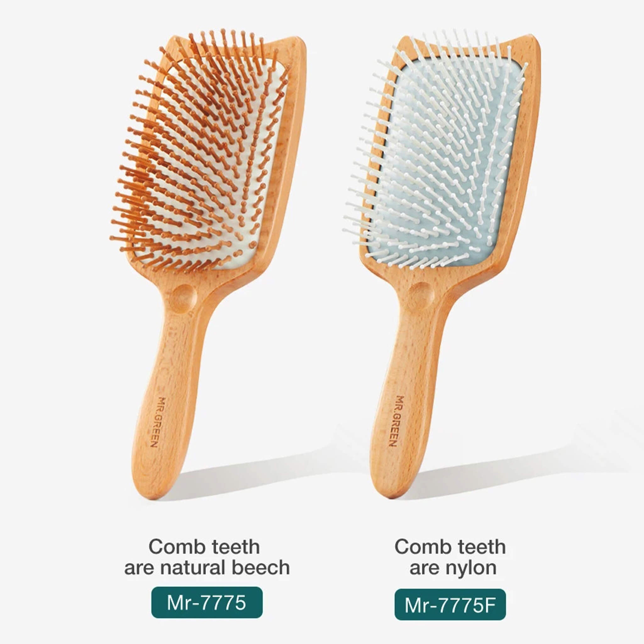 MR.GREEN Beech Wood Cat-Head Detangling Hair Brush