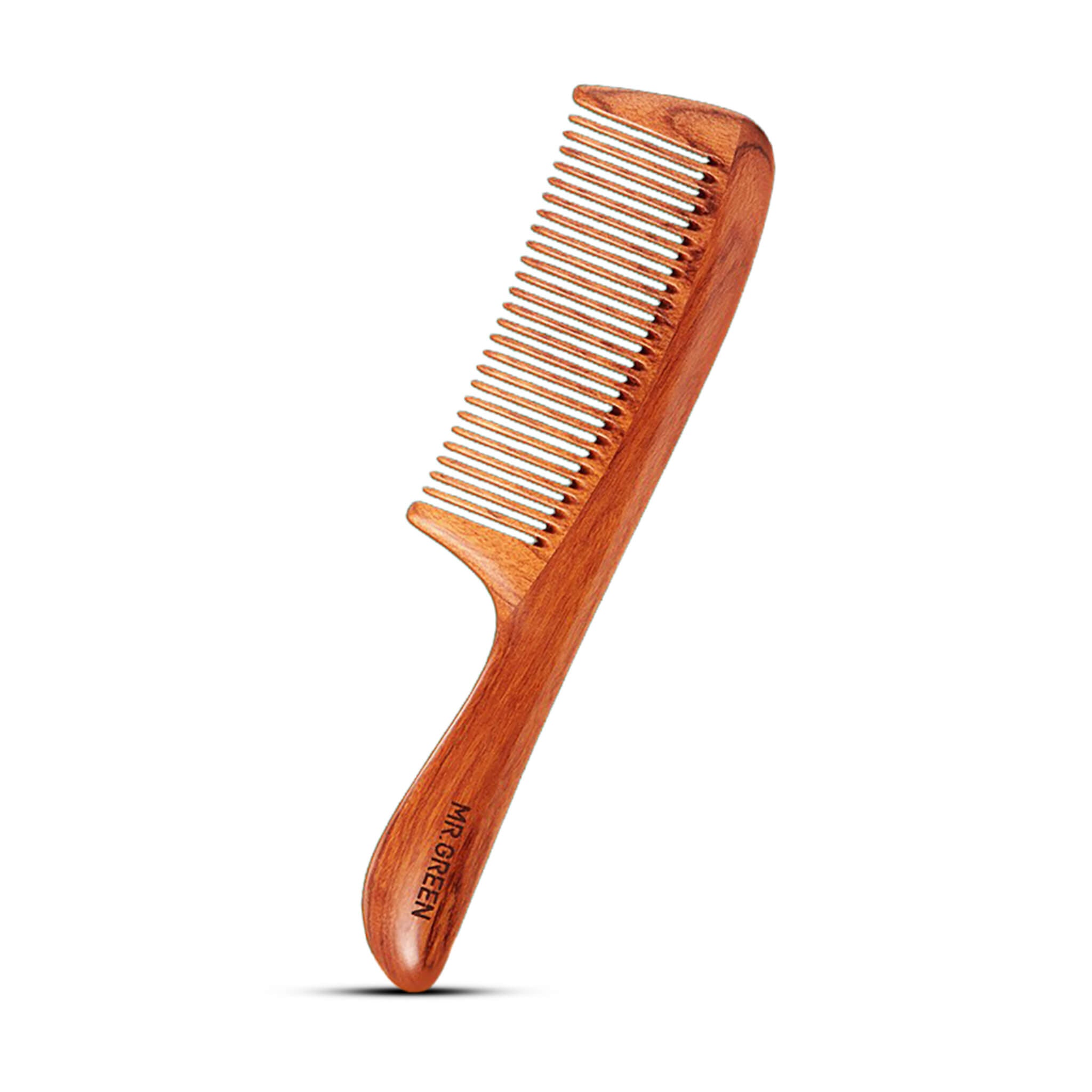 MR.GREEN Mopane Wood Comb handmade natural wide-tooth anti-static detangler for smooth hair care