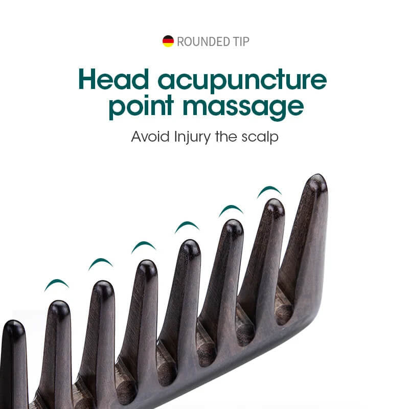 MR.GREEN ergonomic wood comb handle with smooth round finish, handmade design offers comfortable grip for daily sustainable hair styling.