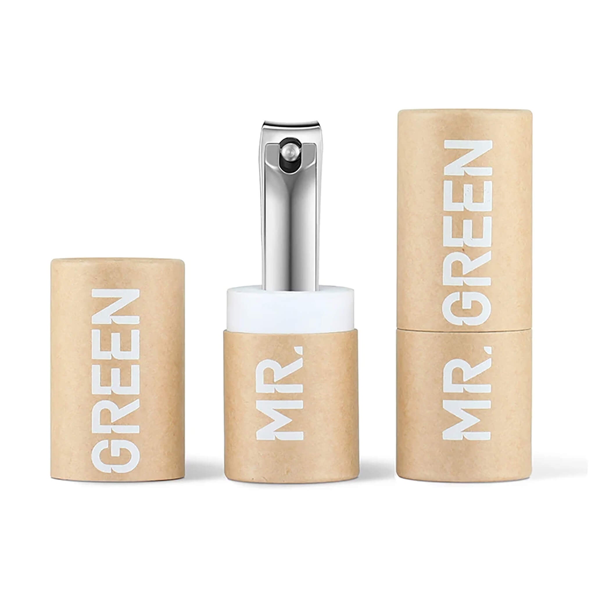 Corta-unhas MR.GREEN tamanho grande em embalagem tubo kraft lâminas de aço inox afiadas presente ideal e portátil