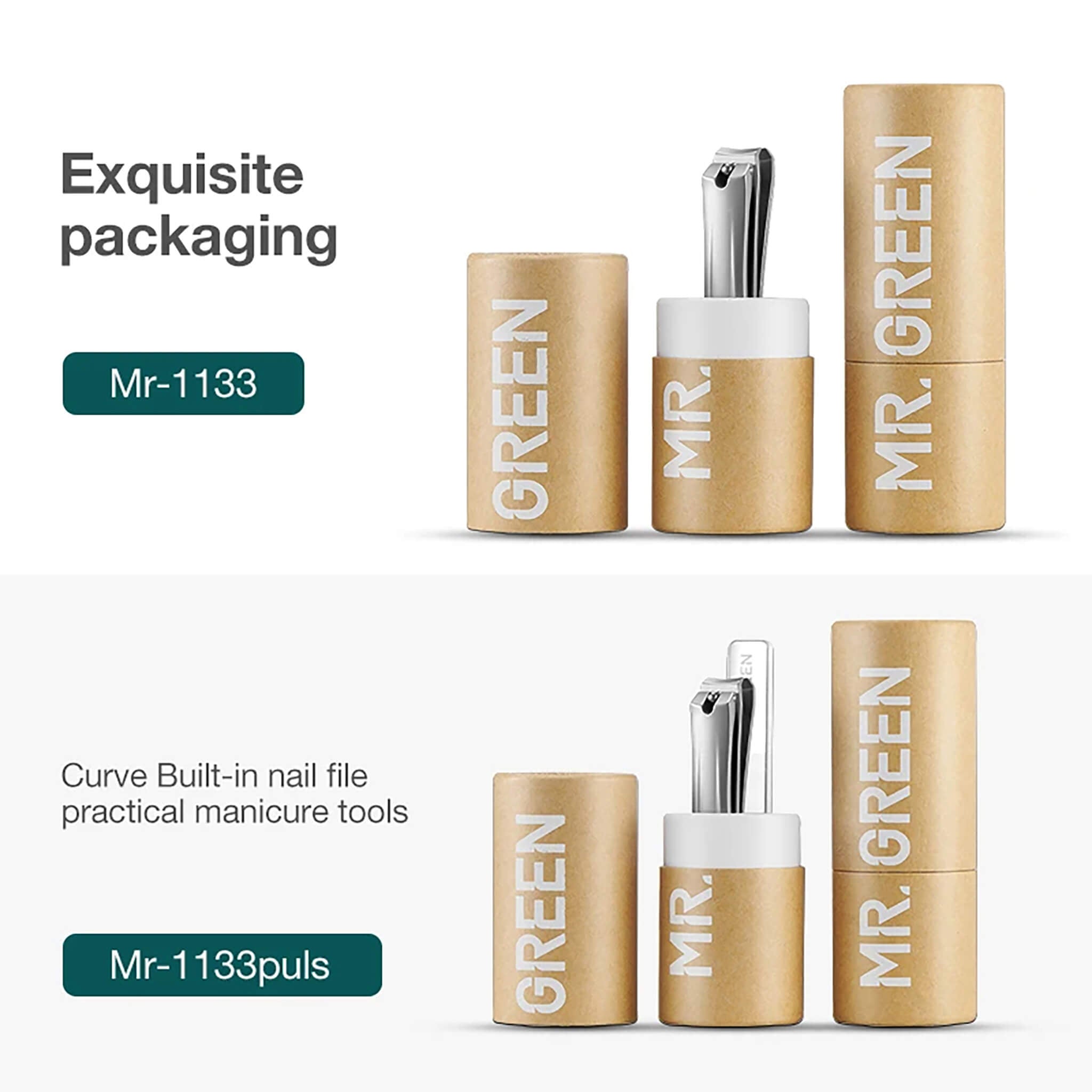 Confezione MR.GREEN raffinata MR-1133 e MR-1133plus con lima in vetro nano set manicure di alta qualità