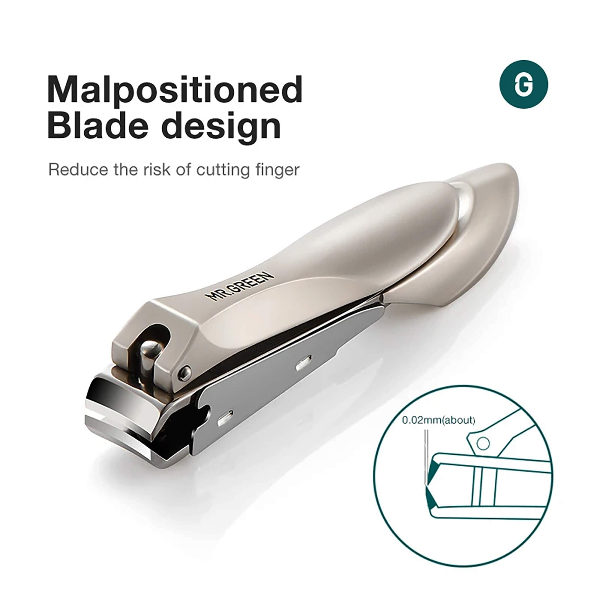 Tagliaunghie neonato MR.GREEN con lama arrotondata e lima in vetro nano impugnatura ergonomica cura unghie sicura