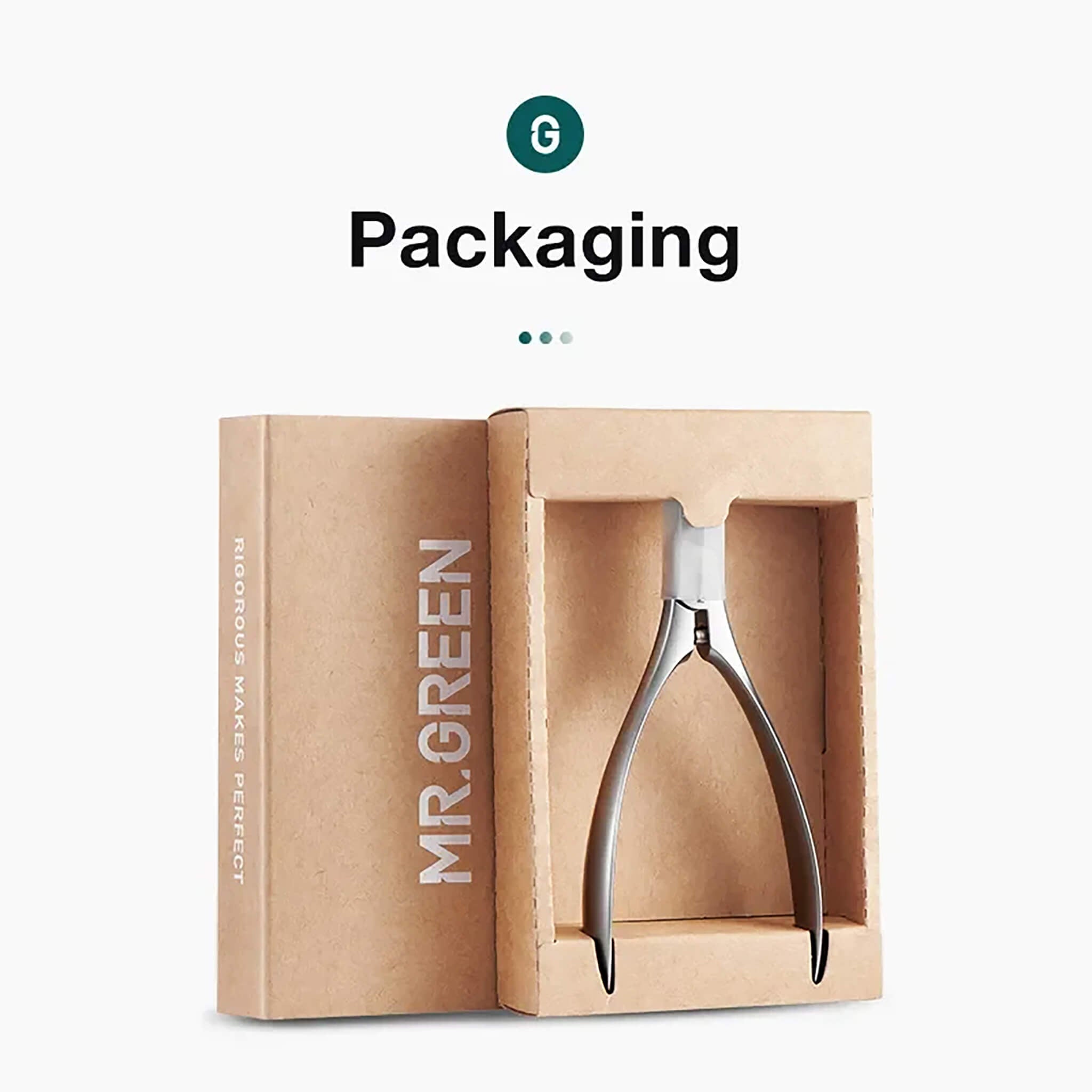 Cofanetto MR.GREEN con tronchese per cuticole in acciaio inox; confezione rigida con inserto sagomato, pronta da regalare.