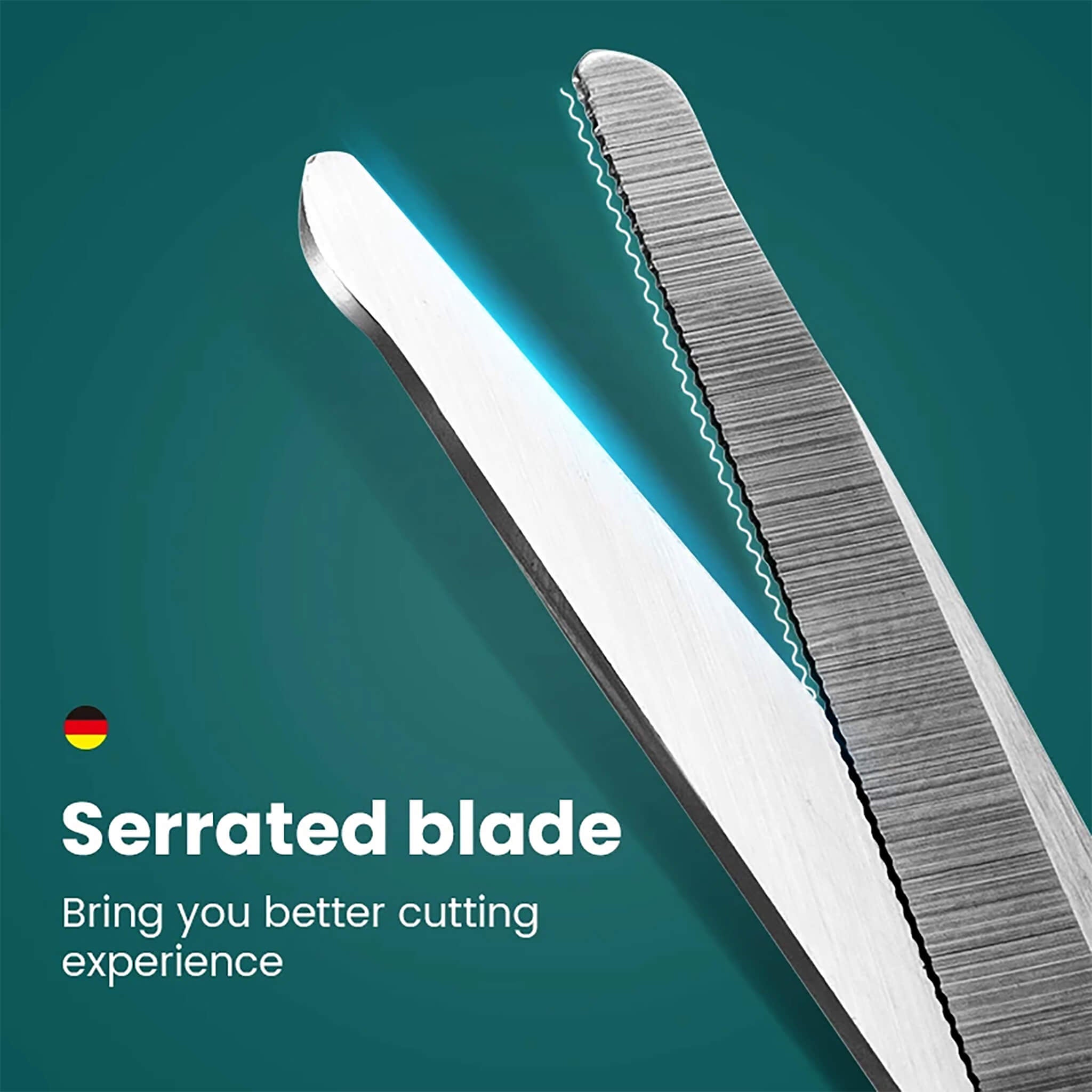 MR.GREEN Nasenhaarschere aus Edelstahl, gezahnte Klinge und Sicherheitsrundspitze für rutschfreien, präzisen Schnitt.