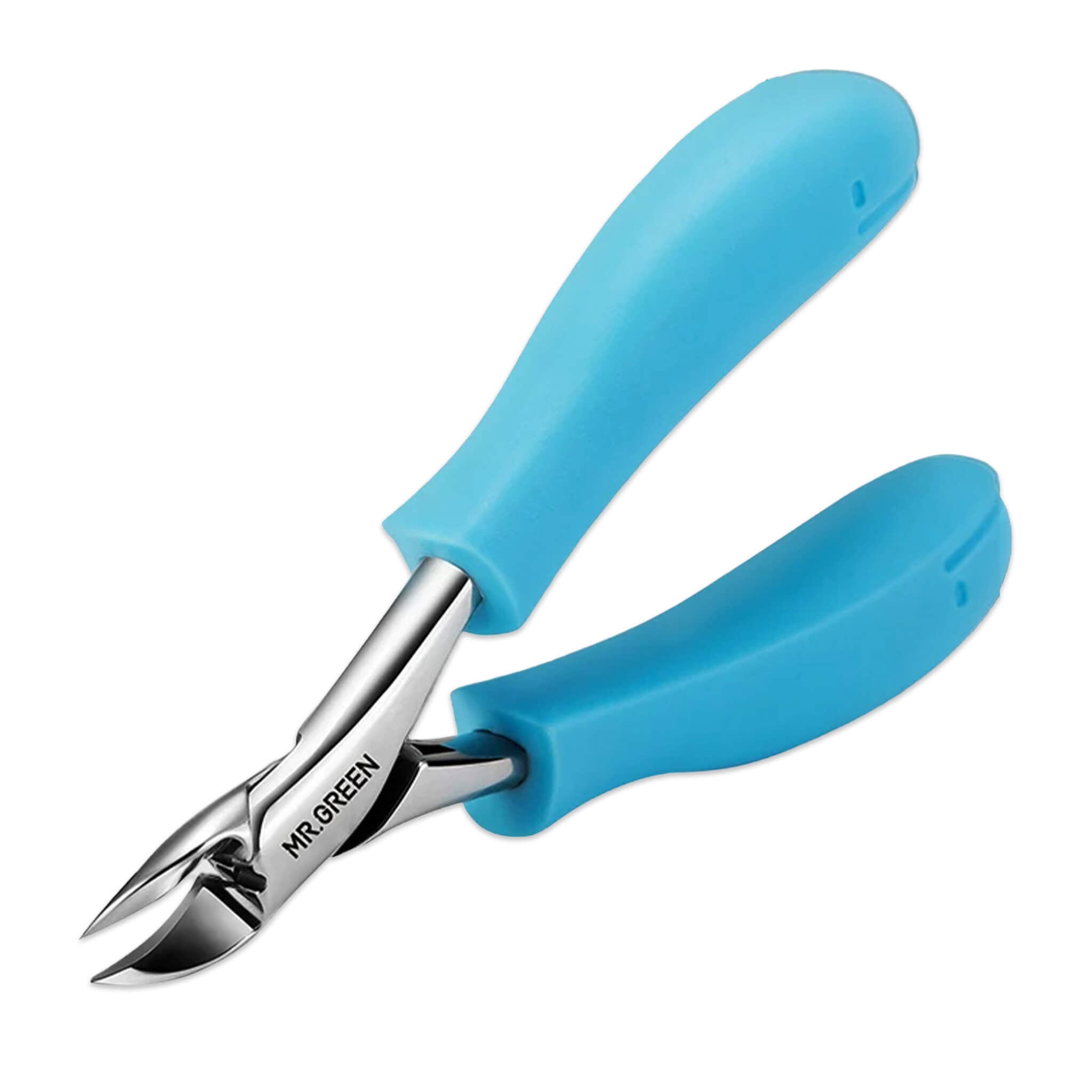 MR.GREEN ingrown toenail clipper with stainless olecranon tip and ergonomic non-slip blue handles for precise trimming