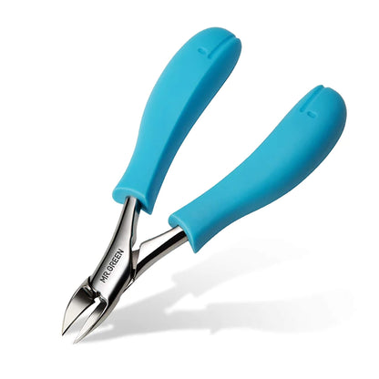 MR.GREEN MR-1033 ingrown toenail clipper, blue non-slip handles; stainless precision jaws for thick nail care