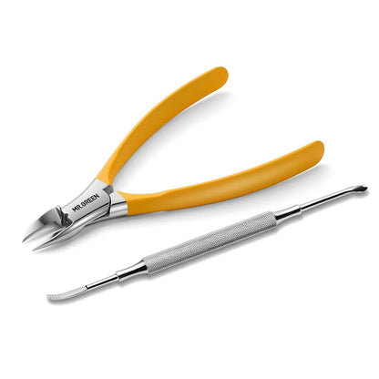 MR.GREEN MR-1036OR Plus set orange long handle nipper with stainless olecranon tip and ingrown nail lifter for paronychia care