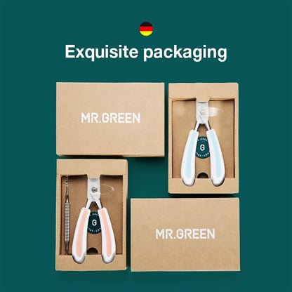 MR.GREEN rabbit ears toenail clipper packaging—kraft gift boxes with protective insert; options include set with stainless nail lifter.