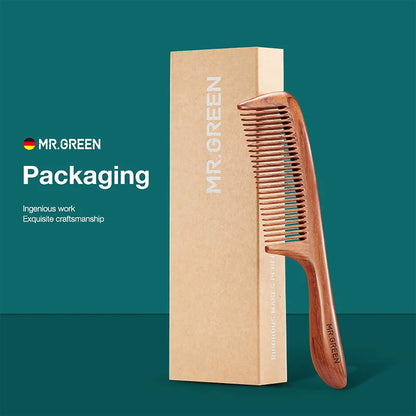 Eco-friendly MR.GREEN Mopane wood comb with splicing structure for durable and sustainable hair care