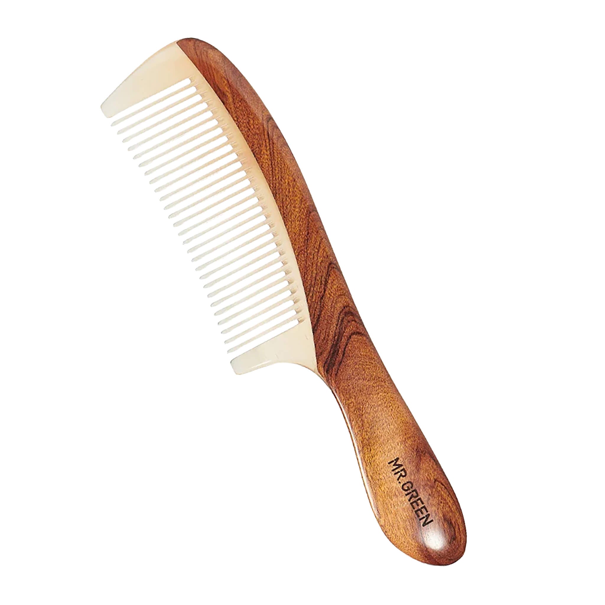 MR.GREEN Mr-7123 YS Cuibourtia wood cattle horn comb – handmade eco-friendly anti-static hair comb for daily grooming.