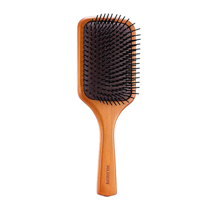 MR.GREEN Mr-7501 Large maple paddle brush with air-cushion pad and round tips for fast detangling and scalp massage.