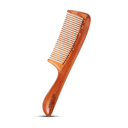 MR.GREEN Mopane Wood Comb handmade natural wide-tooth anti-static detangler for smooth hair care