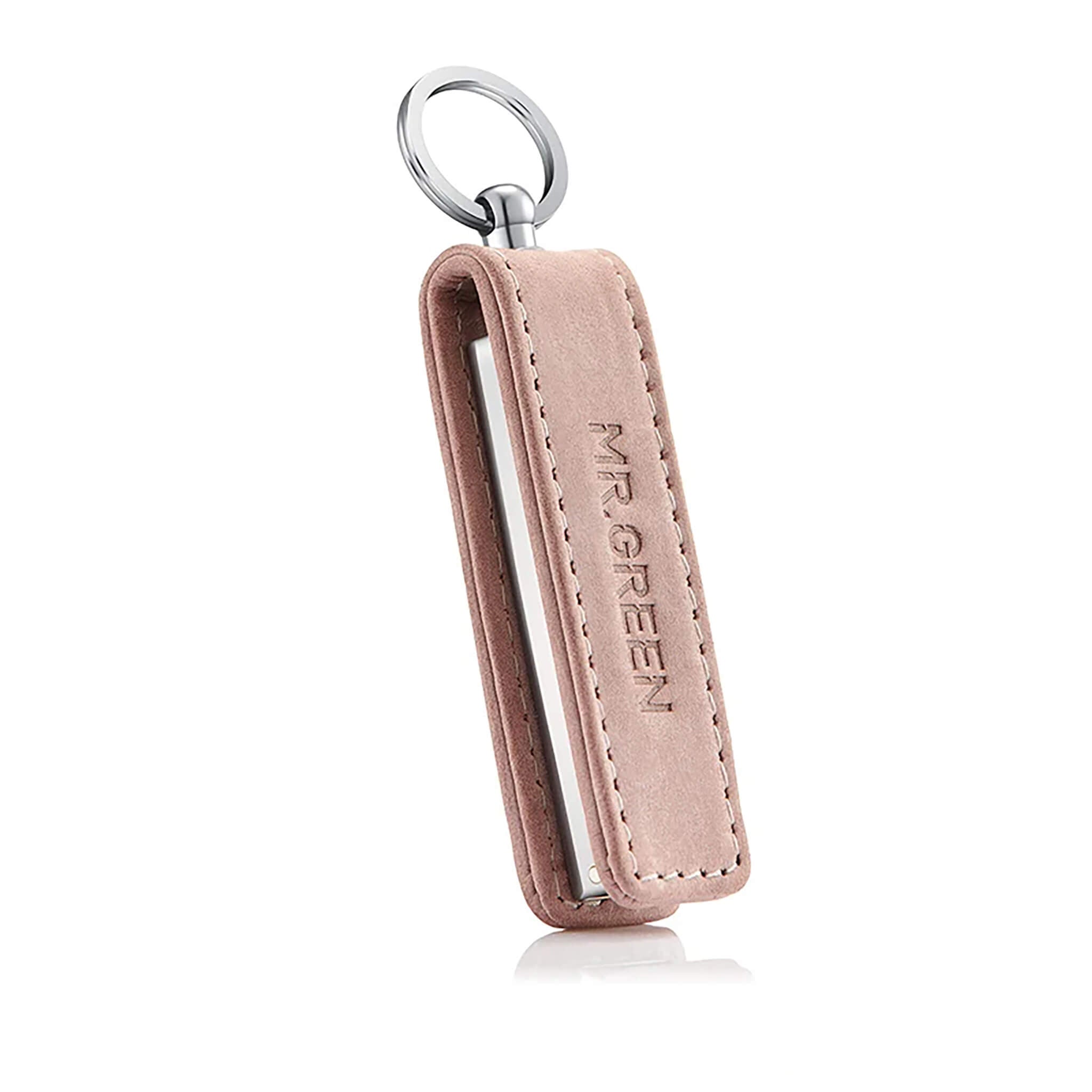 MR.GREEN 3003 leather sheath light purple with keyring, slim travel cover for ultra-thin nail clippers, gift ready.