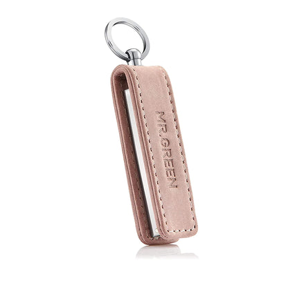 MR.GREEN 3003 leather sheath light purple with keyring, slim travel cover for ultra-thin nail clippers, gift ready.