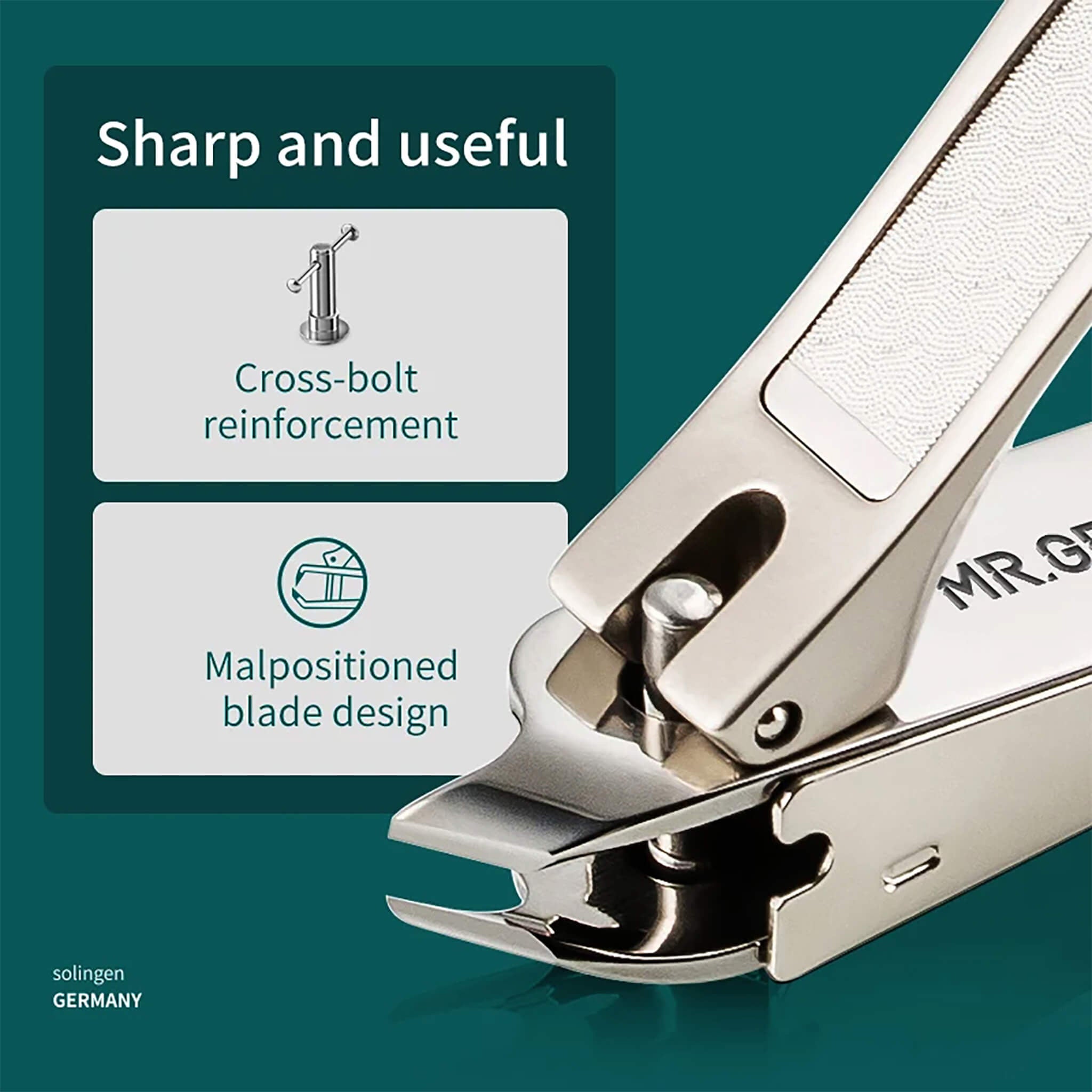 MR.GREEN Schrägkanten-Nagelknipser mit Kreuzbolzen-Verstärkung und versetzter Klinge für scharfe langlebige Schnitte