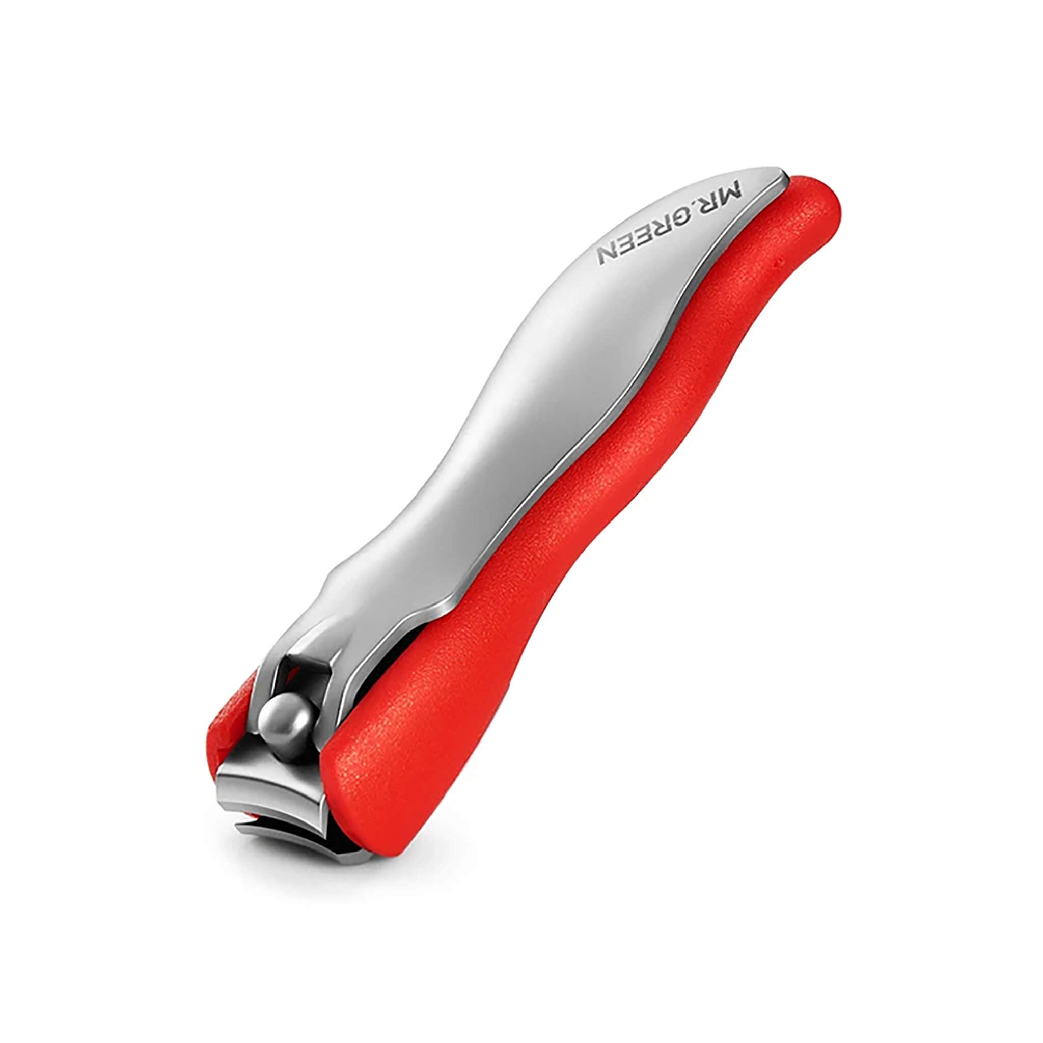 MR.GREEN MR-1226RD colorful nail clippers, red silicone sleeve, ergonomic anti-splash design for clean trimming.