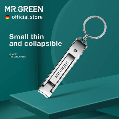 MR.GREEN small thin collapsible keychain nail clipper – travel-ready stainless steel design for clean, precise trims