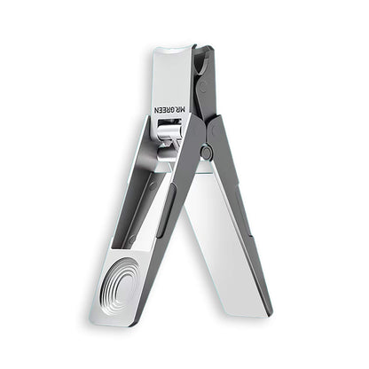 MR.GREEN folding nail clipper on white — compact stainless-steel, portable pocket manicure tool