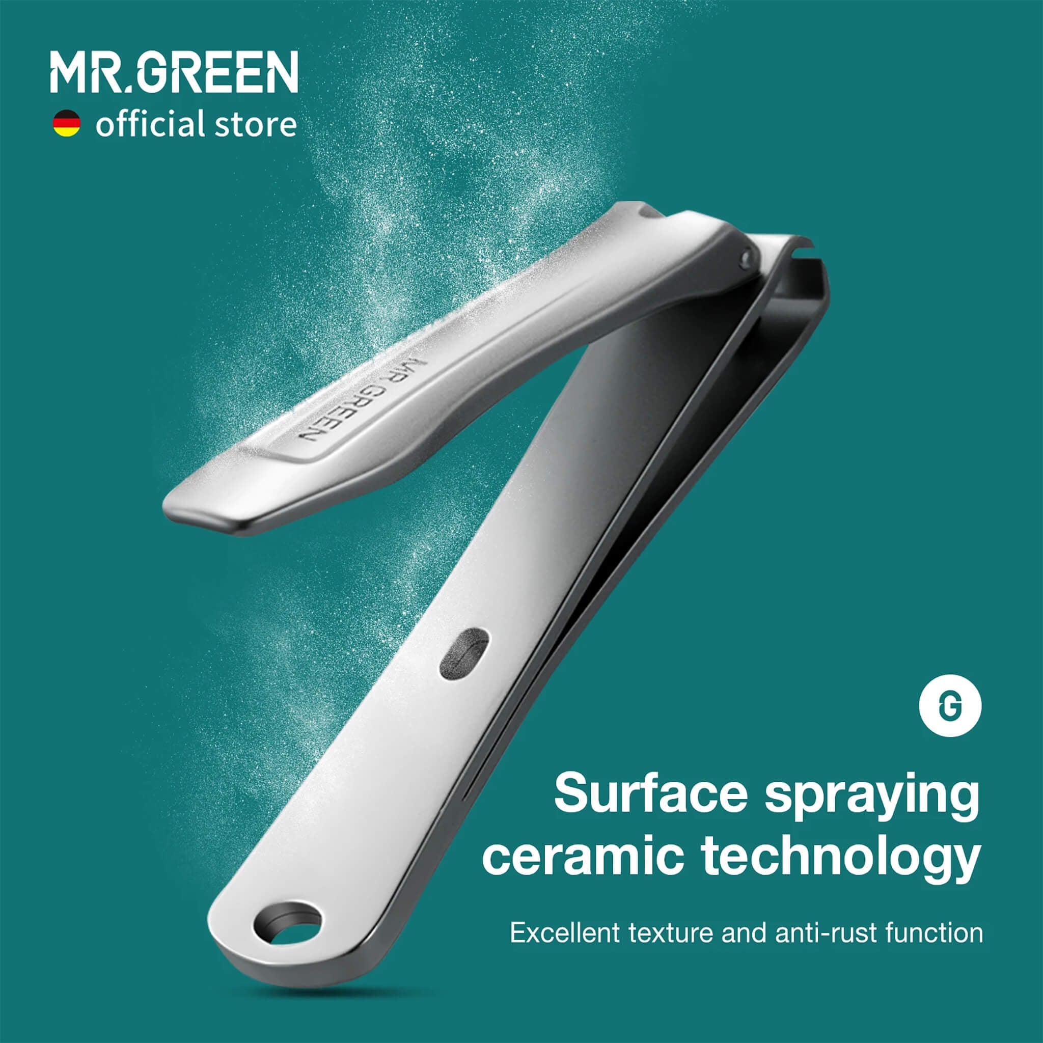 Cortador de unhas MR.GREEN com revestimento cerâmico textura premium acabamento antiferrugem durável e lavável