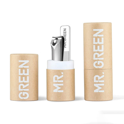 Cortaúñas MR.GREEN mediano con lima de vidrio nano en tubo kraft estuche de regalo profesional acero inoxidable