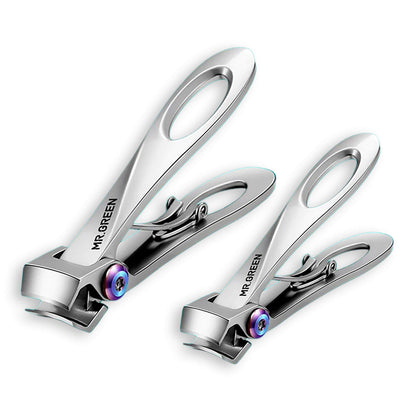 MR.GREEN wide-jaw nail clippers in medium and large sizes with loop handles, stainless steel for thick nails.