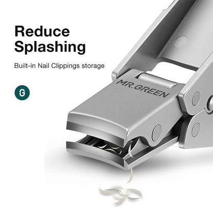 Tagliaunghie pieghevole MR.GREEN — riduce gli schizzi, raccolta trucioli integrata, acciaio inox portatile
