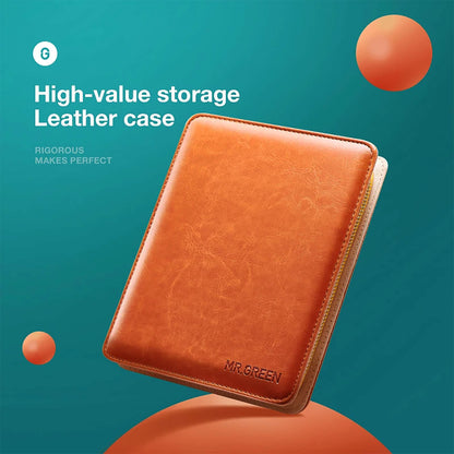 Estojo de couro MR.GREEN para conjunto de manicure 12-em-1 — armazenamento premium com zíper, proteção e visual de luxo.