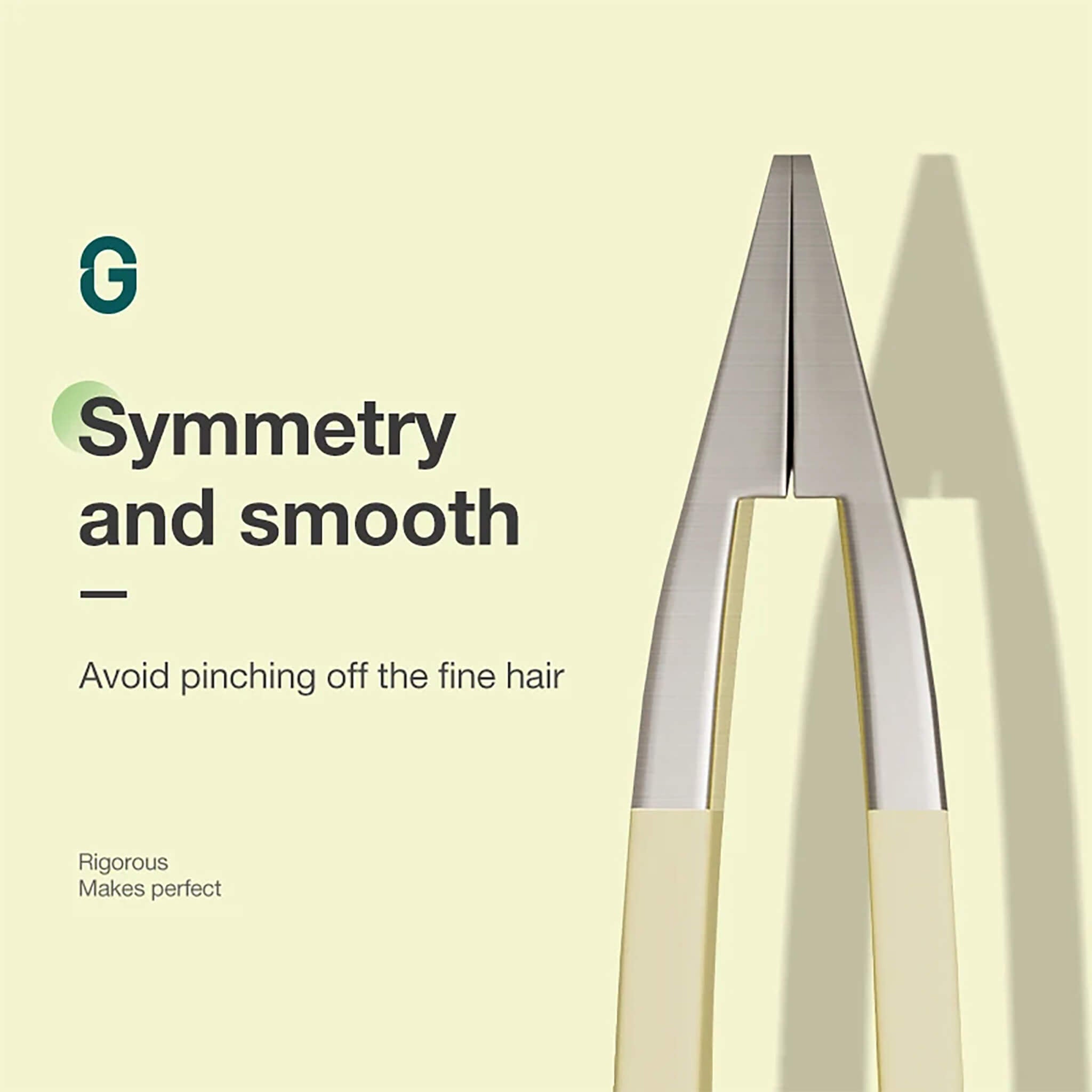 MR.GREEN Augenbrauenpinzette mit schrägen Edelstahlspitzen und symmetrisch glatter Schließung – greift feine Haare sicher.