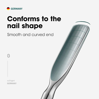 MR.GREEN empujador de cutículas de acero inoxidable, punta curva que se adapta a la uña; retira residuos con precisión. Solingen, Alemania.