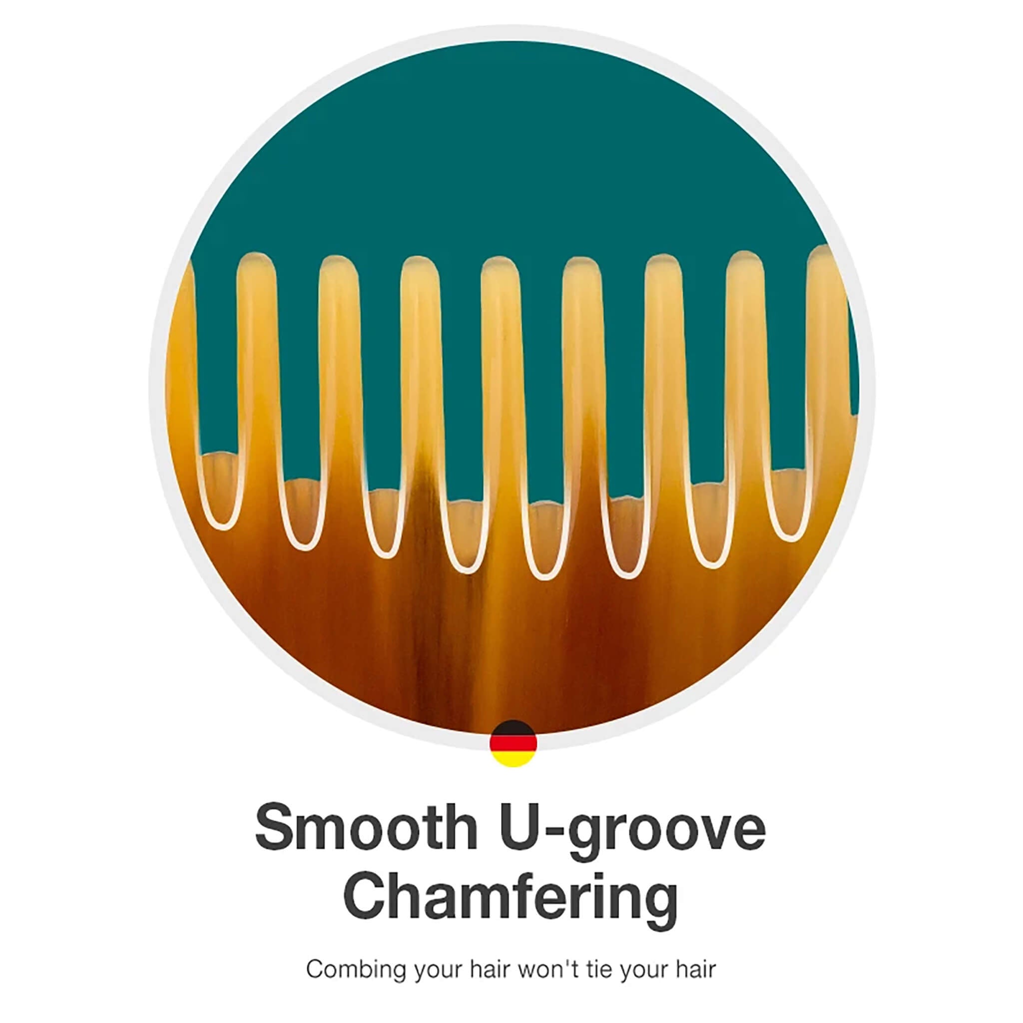 MR.GREEN Natur-Rinderhorn Kamm – U-Nut-Fase, abgerundete Zähne, entwirrt schonend und reduziert statische Aufladung