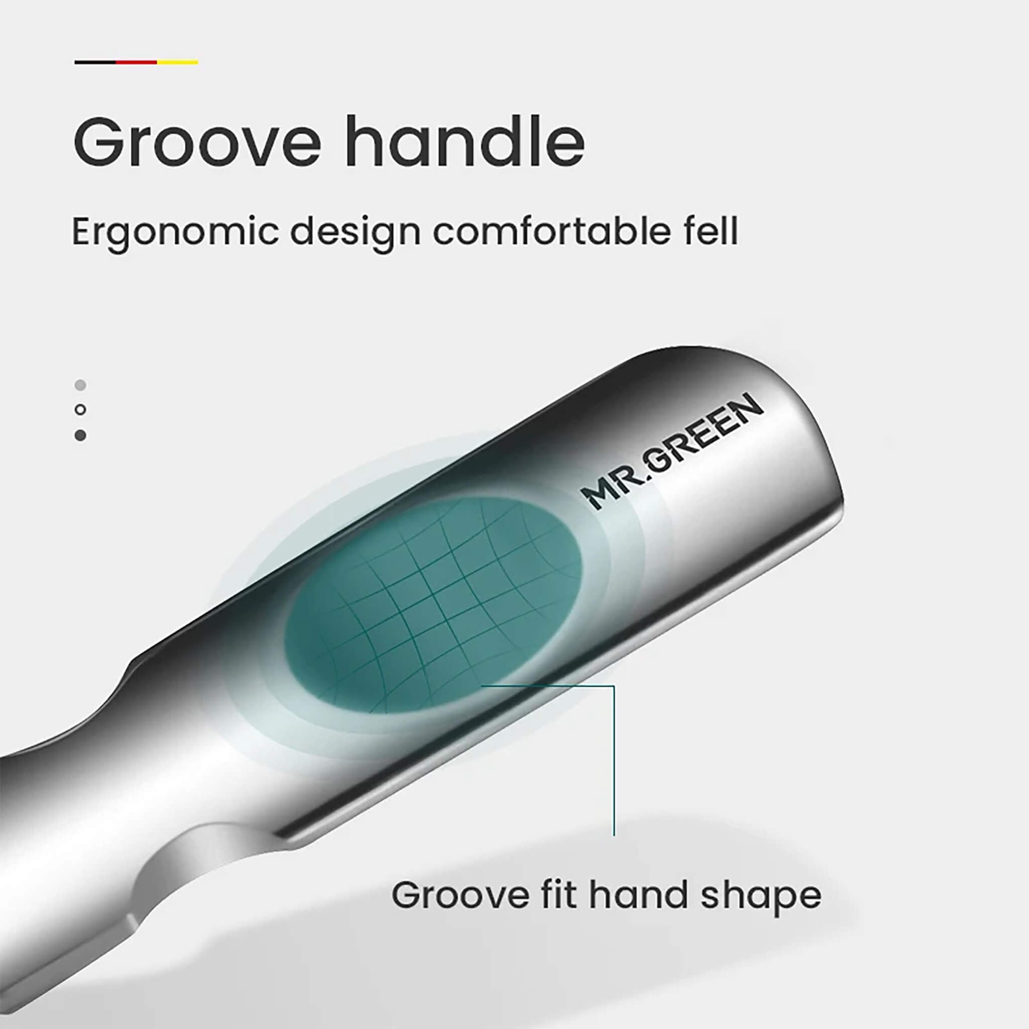 Lime à ongles MR.GREEN inox double face avec manche rainuré ergonomique; prise sûre et contrôle précis pour manucure pro