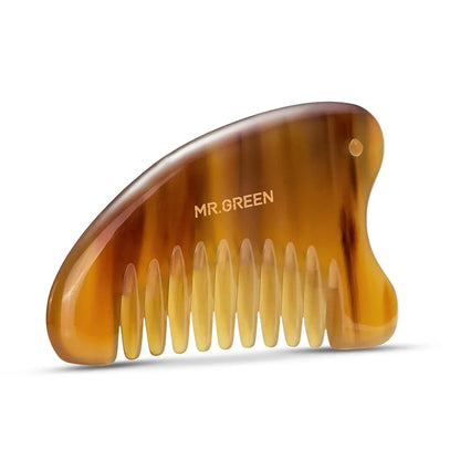 MR.GREEN MR-7317 ox horn comb main image – ergonomic curve, rounded teeth, anti-static detangling & scalp massage