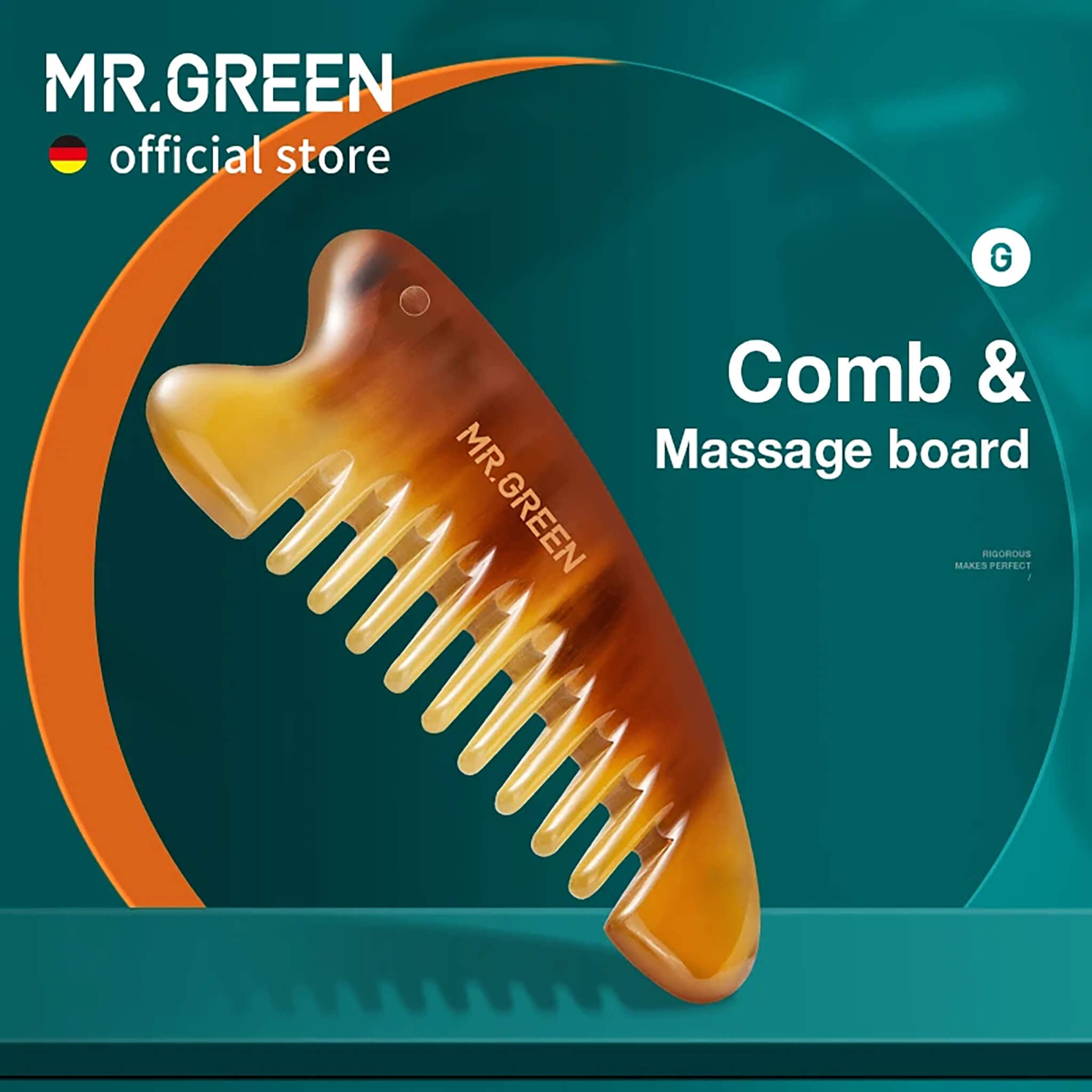 MR.GREEN ox horn comb & gua sha board – natural horn, anti-static detangling and scalp massage tool