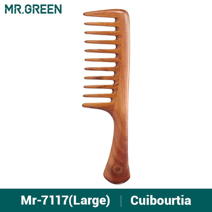 MR.GREEN Wide-Tooth Natural Wood Comb