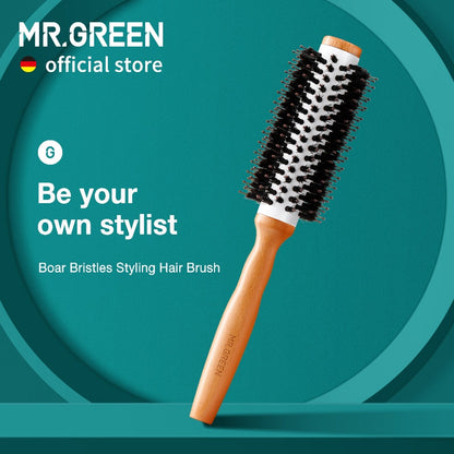 MR.GREEN Round Styling Comb with Boar Bristles