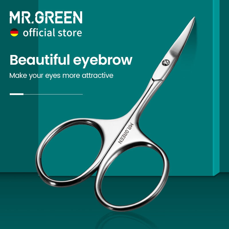 MR.GREEN Augenbrauenschere mit gebogener Klinge: Präzises Pflegewerkzeug